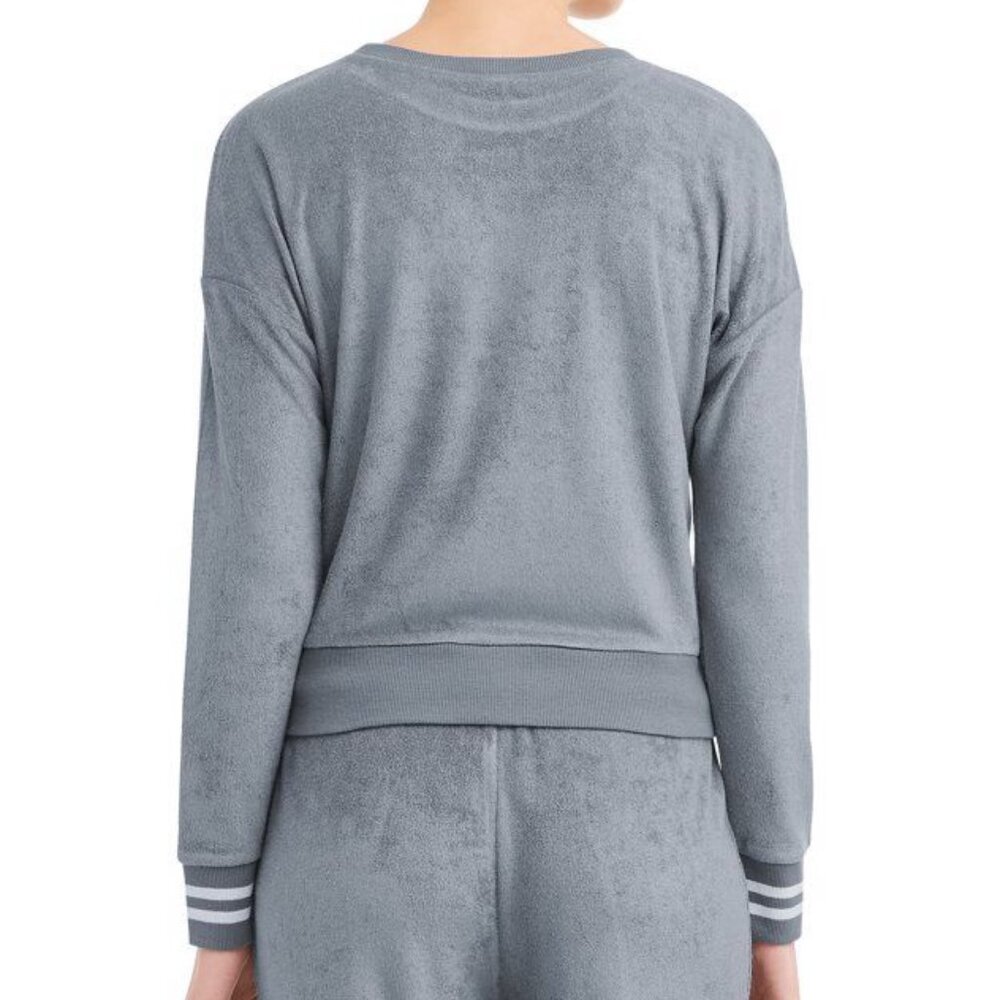 NEW Honeydew Intimates Women Staycation Terry Cropped Sweatshirt Slate - Picture 2 of 3